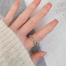 1 件纯银戒指创意锁链女士锆石闭合戒指奢华款 - 鎖鏈條閉口戒指 - 查看 5