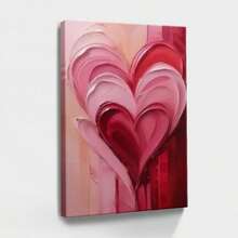 1pc Framed Wall Art, Wrapped Canvas Poster Vintage Prints, Valentine Pink, Heart Shape, Abstract Design, Paint Texture - Abstract, Abstract Art, Creative Interpretation, Smooth Texture Style, Perfect Gift Decor, Wall Art for Living Room Bedroom Office, Hanging Hardware Included - Wrapped Framed Canvas, Vertical - Lienzo enmarcado - Ver 4