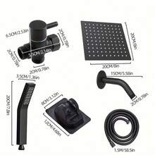 AUXOM Louis Shower Head Square Stainless Steel 304 Complete Luxury Kit With Adjustable Arm And Hand Shower - Black - View 6