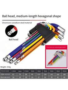 9pcs Colorful Mirror Hexagon Wrench Set, High Hardness Hex Screwdriver Combination