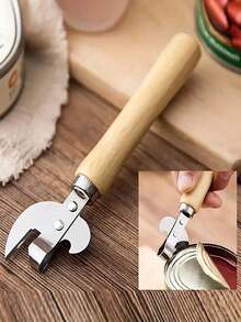 1pc Wooden Handle Can Opener, Multifunctional Can Opener, Home Beer Bottle Opener - Multicolor - View 10