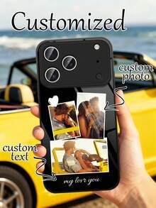 1pc Customized Photo Puzzle Personalized Text Black Full Coverage Shockproof Phone Case, Gift For Friends, Compatible With IPhone11/12/13/14/15/16/16pro/16promax/16plus/17/17pro/17promax/Air/Sxs25/S25ultra/S25Edge/A26/A36/A07/A17/S25FE/S26/S26plus/S26ultra/ Pixel 9A 5G/ Pixel 9/ Moto G85 - Black - View 1