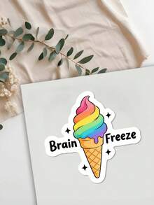 1 pieza Divertivos Adhesivos de Vinilo - El Helado Hace Que Tu Cerebro Se Congele - Adhesivos para Coche, Portátil, Botella de Agua - Texto Negro Llamativo Sobre Fondo Blanco - Fácil de Aplicar y Retirar, Adhesivos para Coche, Útiles Escolares, Temporada de Vuelta al Colegio - Vehículos - Ver 7