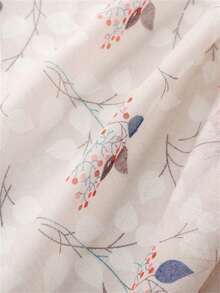 1件装女士保暖经典碎花雪纺围巾，轻盈流苏披肩