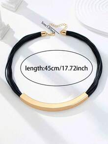 1 chiếc dây chuyền nhiều lớp màu đen, dây choker dày dành cho nữ, phụ kiện đeo hàng ngày. - Nhiều màu - Xem 3