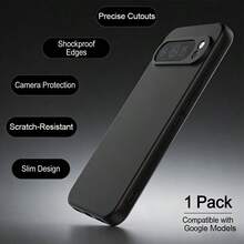 Luxurious Black Shock-Proof Protective Case, Compatible With Google Series Models. The Protective Case Is Shock-Resistant, Water-Resistant, And Scratch-Resistant. It Is A Mobile Phone Accessory, With Ultra-Thin Shock Absorption, Classic And Simple Design, Shock-Proof And Durable, Of High Quality, In Solid Color, Compatible With Google Pixel 10, Pixel 10 Pro, Pixel 10 Pro XL, Pixel 9, Pixel 9A 5G - Black - View 1