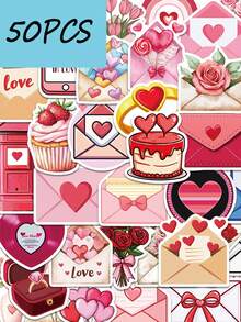 50pcs Colorful Love Envelope Graffiti Stickers, Decorate Cups, Diaries, Computers, Skateboards, Waterproof Stickers - Multicolor - View 2
