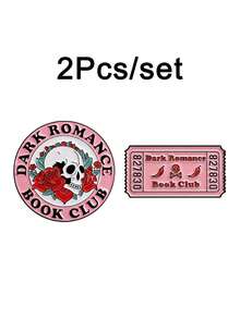 1pc/Set Dark Romance Book Club Enamel Pins Skeleton Roses Brooches Lapel Badges Bookish Girl Jewelry Gift For Readers Friends - Multicolor - View 12
