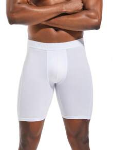 4 chiếc quần boxer dài cho nam, quần đùi màu trắng có chữ in trên cạp quần, đồ lót nam thoải mái. - trắng - Xem 3