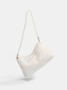 1pc Women's New Fashion Sequin Elegant Shoulder Bag, Pearl Decor Shoulder Bag, Lace Flower Evening Bag, Chain Bag, Coin Purse, Wallet, Suitable For Daily, Party, Travel, Ideal Gift - Multicolor - View 10