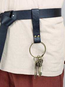 1 Set Magic Key, Gringotts Bank Vault Key With Medieval Vintage PU Leather Keychain, Viking Cosplay Prop, LARP (Live Action Role-Playing) Accessory - A - View 4