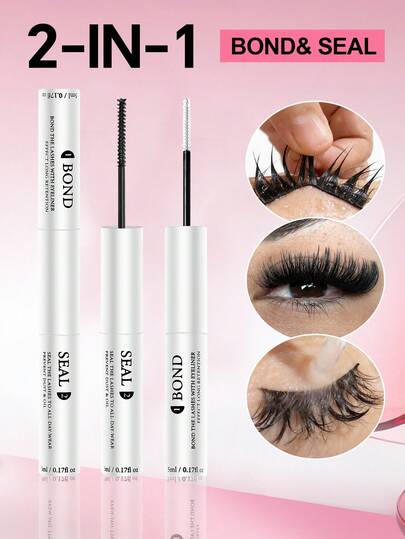 1 pieza Pegamento para extensión de pestañas 2 en 1, apto para extensión de pestañas y pestañas en racimo, de larga duración e hipoalergénico, pegamento para pestañas DIY con pincel, 5g + 5g