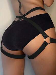 1pc Women's Black PU Leather Garter Belt Harness Sexy Gothic Body Decoration Belt For Daily Clothing Matching Wedding Diary Valentine's Day Costume Accessories - Black B - View 2