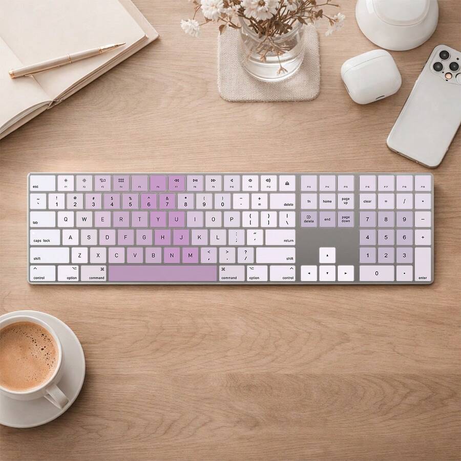 1pc English & Spanish Numeric Keypad MQ052LL/A A1843 US Layout Silicone Keyboard Cover - Ultra Soft, Dust-Proof, Light Foggy Blue Design - ANSI Layout (US Version) - View 1