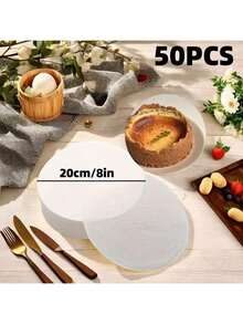 50pcs Round Baking Parchment Paper (6''/8''), Non-Stick Baking Mats, Ideal For Cheesecake, Chiffon Cake, Cookies, Bread, Air Fryer, Dutch Oven, Cake Divider And Frozen Pie - Multicolor - View 11