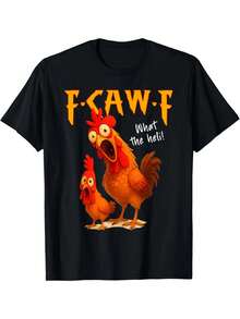 Camiseta de gallo F-Caw-F - Diseño "What The Heli", camiseta novedosa para amantes de las aves de corral primavera/verano - Negro - Ver 1