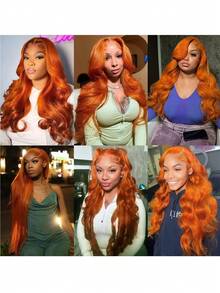 180% Density Natural Black Color 13x4 HD Transparent Lace Front Wigs Pre Plucked Hairline Wigs Natural Black(Blended Wigs-A Mix Of Human Blended Hair And Synthetic) Glueless Body Wave Human Blended Hair Women's Fashion Wig Suitable For Daily Wear Or Gatherings - S350 - View 7