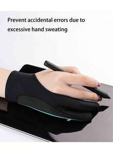 Painting Anti-Fouling, Anti-Wear, Anti-Sweat, Anti-Dirty Sketch Oil Painting Two Fingers Art Electronic Digital Tablet Screen Hand Painting Gloves - Black - View 6