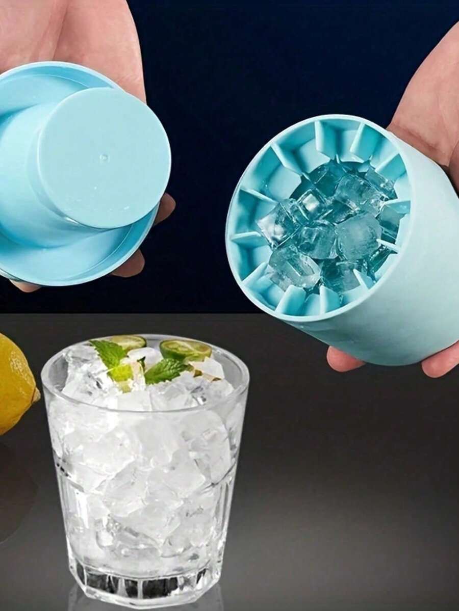 1 Piece Pink And Blue Round Ice Mold, Silicone Material Round Mold, Can Be Injected With Liquid To Freeze Into Ice, And Can Quickly Demold Ice Cubes By Squeezing The Container, Which Can Be Used To Make Ice Cubes, Suitable For Home-Made Ice Drinks, Refrigerated Food And Other Scenarios, Summer Party Essential