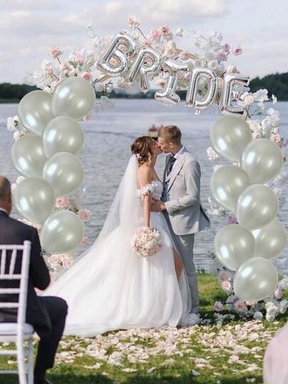 1 Set "BRIDE" Foil Balloon Kit (Gold/Silver/Rose Gold) With 10pcs Matching Latex Balloons; Bridal Shower Backdrop, Bachelorette Party Photo Booth, Wedding Reception Dessert Table, Anniversary Bride Gift Decoration