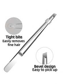 1pc Stainless Steel Eyebrow Tweezers, Hair Removal Tweezers, Specialized For Removing Facial Hair, Angled Eyebrow Tweezers, Hair Removal Tweezers, Mustache Trimmer, Facial Care Tool, Eyebrow Grooming Tool - Multicolor - View 5