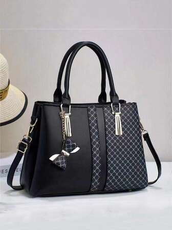 New Elegant Women's Handbag, Classic Stylish Durable Casual Tote Bag With Butterfly Decor, Suitable For Travel And Shopping, Multi-Compartment, Shoulder And Crossbody Carry