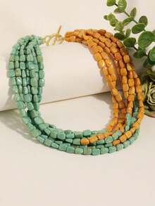 1 pieza Collar de piedra acrílica de color contrastante de moda, adecuado para el uso diario de las mujeres - Bloqueo de color - Ver 4