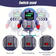 2-8岁儿童跳舞太空鸭玩具：可爱唱歌走路鸭，带音乐和LED灯 - 理想的生日礼物，益智玩具 - 藍色 - 查看 8