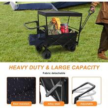 ASDF-Carriola para Exteriores hasta 70 Kg, Ruedas 360° Todo Terreno con Freno, Incluye Toldo y Cesta de Tela, para Niños y Mascotas, Carretilla Wagon Vagón con Funda - por defecto - Ver 5