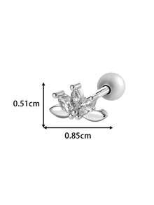 Toppiercing 1件极简主义铜锆石蝴蝶皇冠不锈钢耳骨耳环 - 彩色 - 查看 15