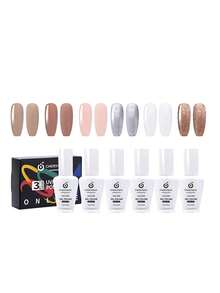 Pack de tres botellas de gel de esmalte de uñas de diferentes colores (15 ml cada una) con una fórmula de larga duración de calidad profesional, compatible con lámparas UV y LED. Proporciona un acabado brillante y firme, ideal para manicura avanzada en el entorno del hogar. Producto especialmente recomendado para adolescentes y adultos interesados en el cuidado de las uñas. También es una gran opción de regalo Cherimoya - Multicolor - Ver 11