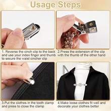 [Exquisite Jewelry]2pcs Vintage-Inspired Waist Cincher Clips For Women - Adjustable Metal Brooches For Dresses, Shirts, Shawls & Sweaters - Secure Hold, No-Slip Design, All-Season Use, Zinc Alloy, Perfect For Casual Attire, Dress Cincher Clips|Vintageinspired Design|Durable Zinc Alloy, Dress Cincher Clips, Sweater Cincher Clips, Dress Cincher &All-Season Styling Essential &Dress Statement Piece &Chic Valentine's Gift &Retro Fashion Revival - 金銀2 - 查看 7