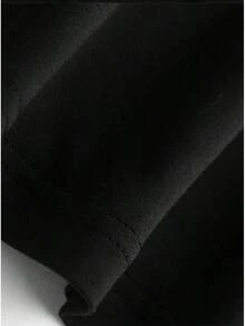 1pc camiseta para mujeres y hombres, conjunto de pareja, tela transpirable, unisex, cuello redondo, manga corta, longitud regular - Negro - Ver 2
