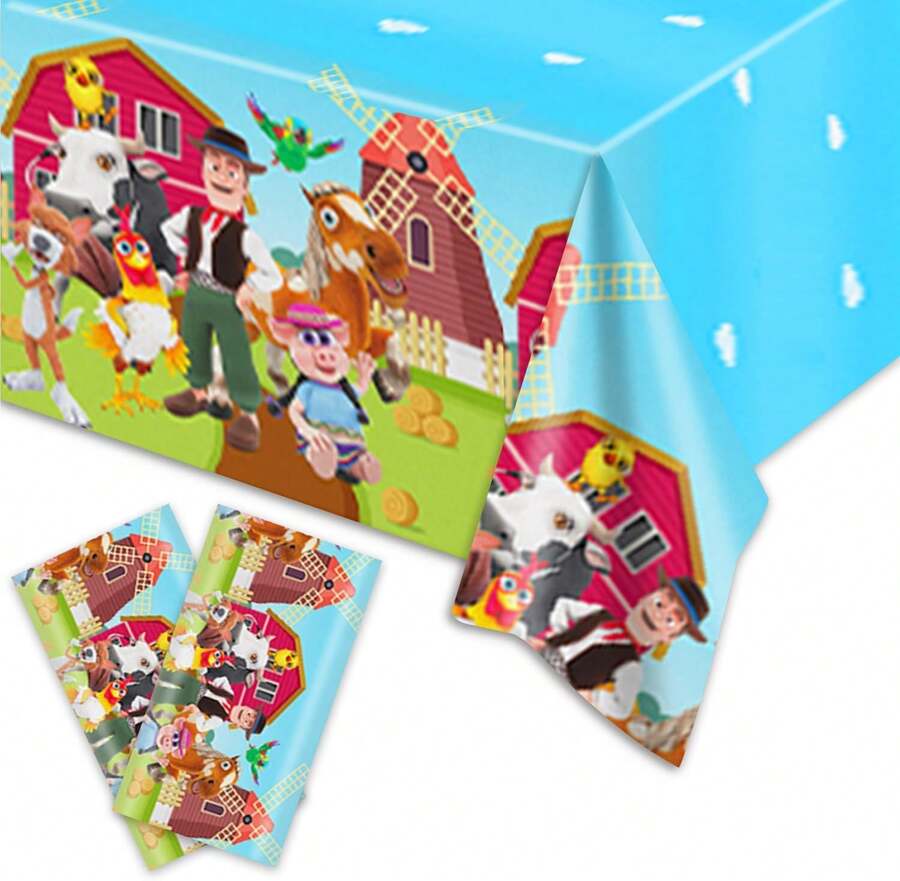 2Pack Lai Granja De Zenoon Tablecloth Disposable Tablver Birthday Party Supplies And Drations For Kid Boy Baby Shower Rec Tables 70"X42" - 杏色 - 查看 1