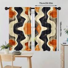 2 pezzi Tende con stampa in tessuto africano, stile con passante per asta, fascino rustico, design moderno, in poliestere, artistico, facile installazione, durevole, adatto per camera da letto, ufficio, cucina, soggiorno, studio - Decorazione per la casa, lavabile in lavatrice - Multicolore - Visualizzare 6