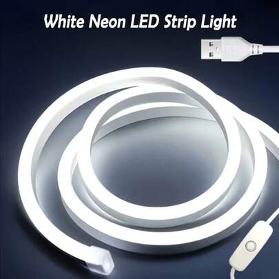 LED Neon Strip Lights, USB Powered With 501 Switch & Button Control, IP65 Waterproof Outdoor Indoor Use, 2 Color Temperatures (Cool White/Warm White), Ambient Lighting For Bedroom TV Backlight Vanity Cabinet Home Decor Art Panel Birthday Space Theme, Valentine's Day Easter Ramadan Festival Decoration