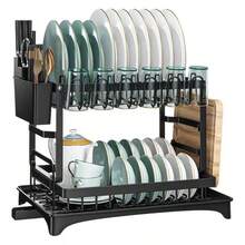 Organizador Multifuncional de Cozinha Aço Carbono Preto 2 Camadas - Balcão/Armário/Canto Economiza Espaço Presente de Festas - Preto - Visão 10