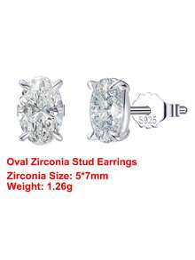 1 Paar luxuriöse funkelnde 8A Qualität hochwertige kubische Zirkonia Ohrstecker, 925 Sterling Silber oval geschliffener Zirkonia Schmuck, modische Damen Ohrringe, Piercing Schmuck, perfektes Geschenk für Freundin, Ehefrau, Mutter und Geliebte zu Geburtstag, Weihnachten, Hochzeit und Verlobung - 5 x 7 mm - Übersicht 17