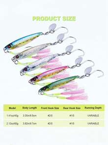 GOTURE 1PC Fishing Bait, 40g 60g Vertical Clamp Saltwater Freshwater, Clamp Fishing Bait With Auxiliary Hook And Triangular Hook, Wide Clamp Spoon Bait, Fast And Fast Falling Clamp For Tuna, Salmon, And Perch - Multicolor - View 3