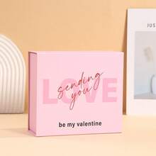 浪漫心形礼盒套装 - 粉色底红色爱心图案及爱情语录，适用于情人节、周年纪念日及求婚 - 彩色 - 查看 10