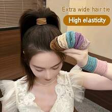 Trendyy Wide Scrunchies - High Elastic Durable Hair Ties, Premium Women's Hair Accessories - Wide Scrunchies, High Elastic Hair Ties, Durable Hair Bands, Premium Hair Scrunchies, Women Hair Accessories, Stylish Hair Ties, Soft Face Mask Friendly Scrunchies, Thick Hair Elastics, Cute Hair Bands, Elegant Hair Scrunchies - 粉色 - 查看 2