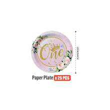 1 Conjunto de Coroa Floral Tema de 1st Aniversário Descartável Pratos, Guardanapos, Copos, Adequado para 25 Convidados, Pratos de Papel Descartáveis Suprimentos de Festa para Aniversário, Casamento, Festa Temática, Piquenique Familiar - Multicolorido - Visão 8