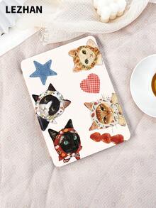 1个猫咪图案平板保护套，带三折支架，兼容10.2英寸平板电脑，兼容iPad Pro 11英寸（2021/2020/第十代），兼容iPad（A16）11英寸（第十一代，2025），Galaxy Tab A8 10.5英寸（2022），Matepad 10.4/Tab，带笔槽，防震，圣诞节/情人节/新年礼物（2026年） - 彩色 - 查看 3