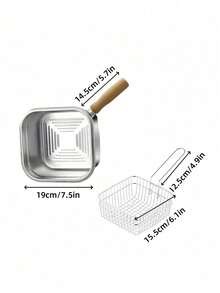 不锈钢方形煎锅，家用牛奶锅面条锅，户外便携式天妇罗炸锅，适用于普通炉灶，可用于烹饪、盛汤、盛菜