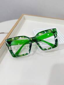 1副女士休闲复古方形蓝色时尚平光眼镜，适合日常佩戴和街拍 - 彩色 - 查看 6