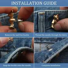 2pcs Gold Cartoon Bear Pants Buttons, Detachable Metal Waist Buttons Without Sewing