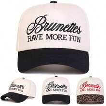 1pc Women's "Brunettes Have More Fun" Trucker Hat, Embroidered Letter Graphic Baseball Cap, Streetwear Fashion 5-Panel Hat, Outdoor Sun Protection Casual Cap, Suitable For Spring, Autumn, Travel, Beach - Nhiều màu 2 - Xem 10