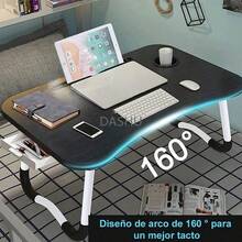 Mesa Portátil Plegable con Portavasos/Cajón de Almacenamiento, Escritorio para Ordenador, Soporte para Laptop, Bandeja de Cama, Mesa para Comer para Cama/sofá/sofá de Trabajo, Lectura (Negro) - Negro7485 - Ver 7