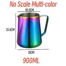 Taza de café con leche de 350/600/900ML, taza de flores de acero inoxidable, jarra de espuma antiadherente para cappuccino y arte latte - 550 ml con báscula - Ver 4