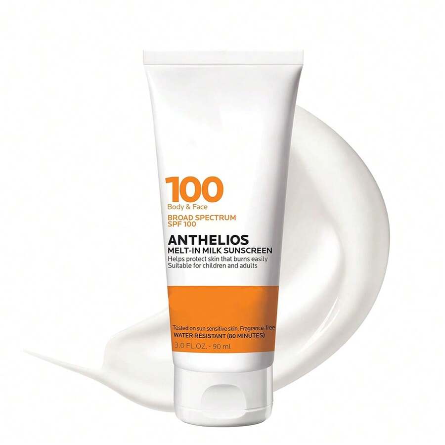 La roche posa Anthelios Melt-in Milk Body & Face Sunscreen Lotion Broad Spectrum SPF 100, Oxybenzone & Octinoxate Free, Sunscreen for Kids, Adults & Sun Sensitive Skin, Unscented - Blanco - Ver 1